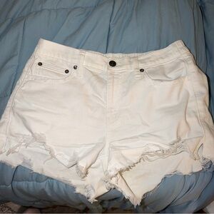 Aerie White Frayed Jean Shorts